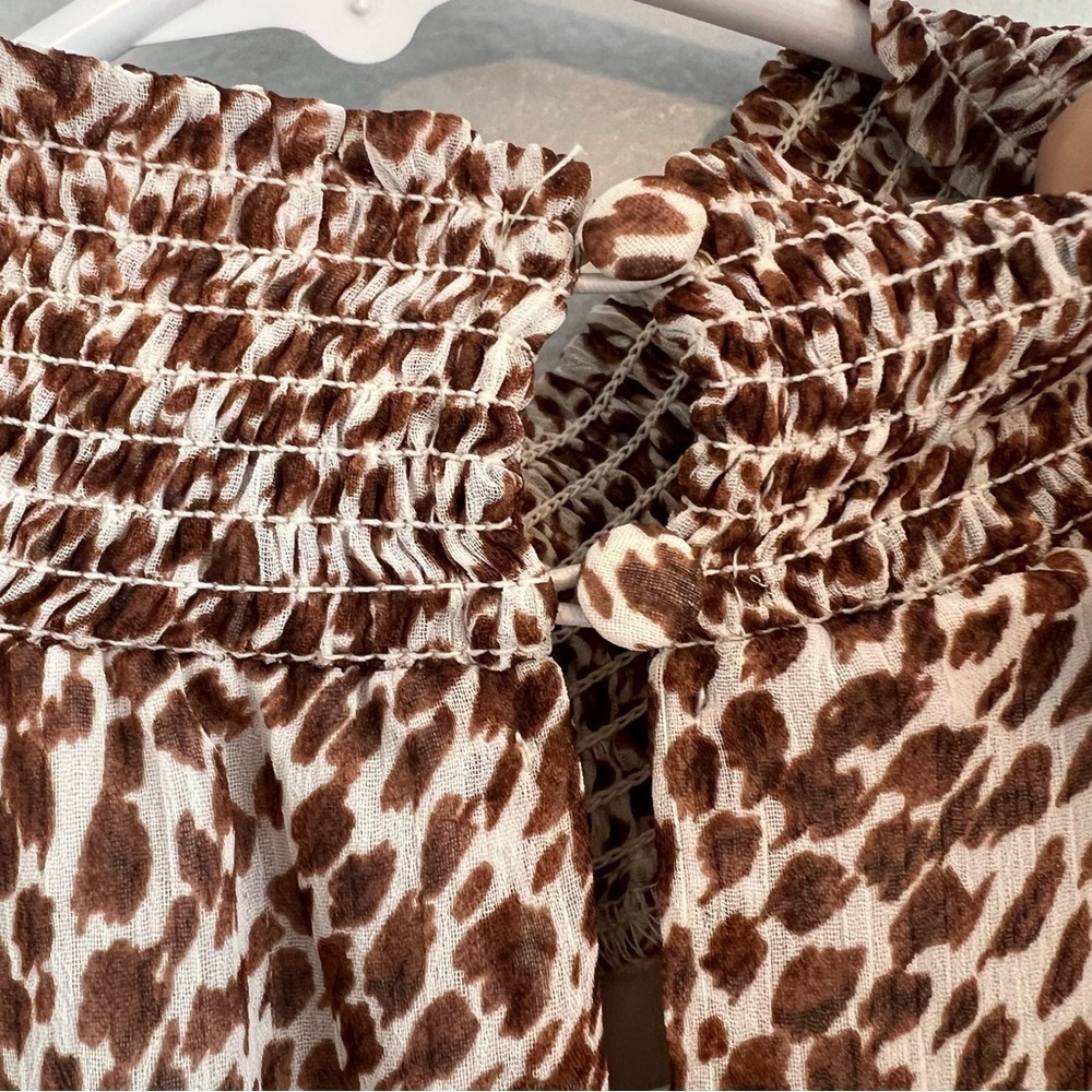1. STATE sleeveless animal print smock neck tiered midi dress Waistband Sz M - Picture 14 of 15